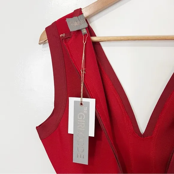 The Girl Code Red Bandage Body-con Mid Length Dress Size 12