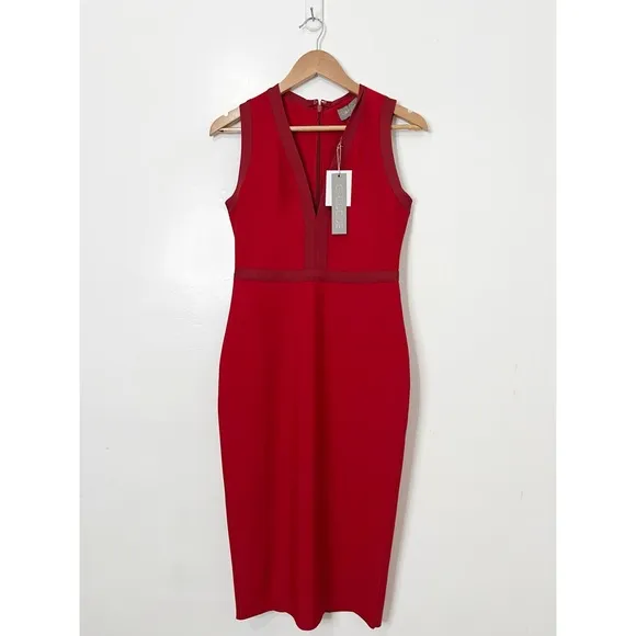 The Girl Code Red Bandage Body-con Mid Length Dress Size 12