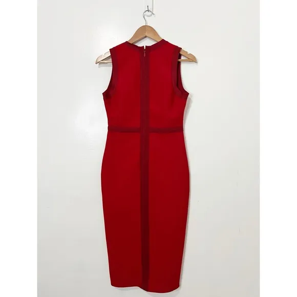 The Girl Code Red Bandage Body-con Mid Length Dress Size 12