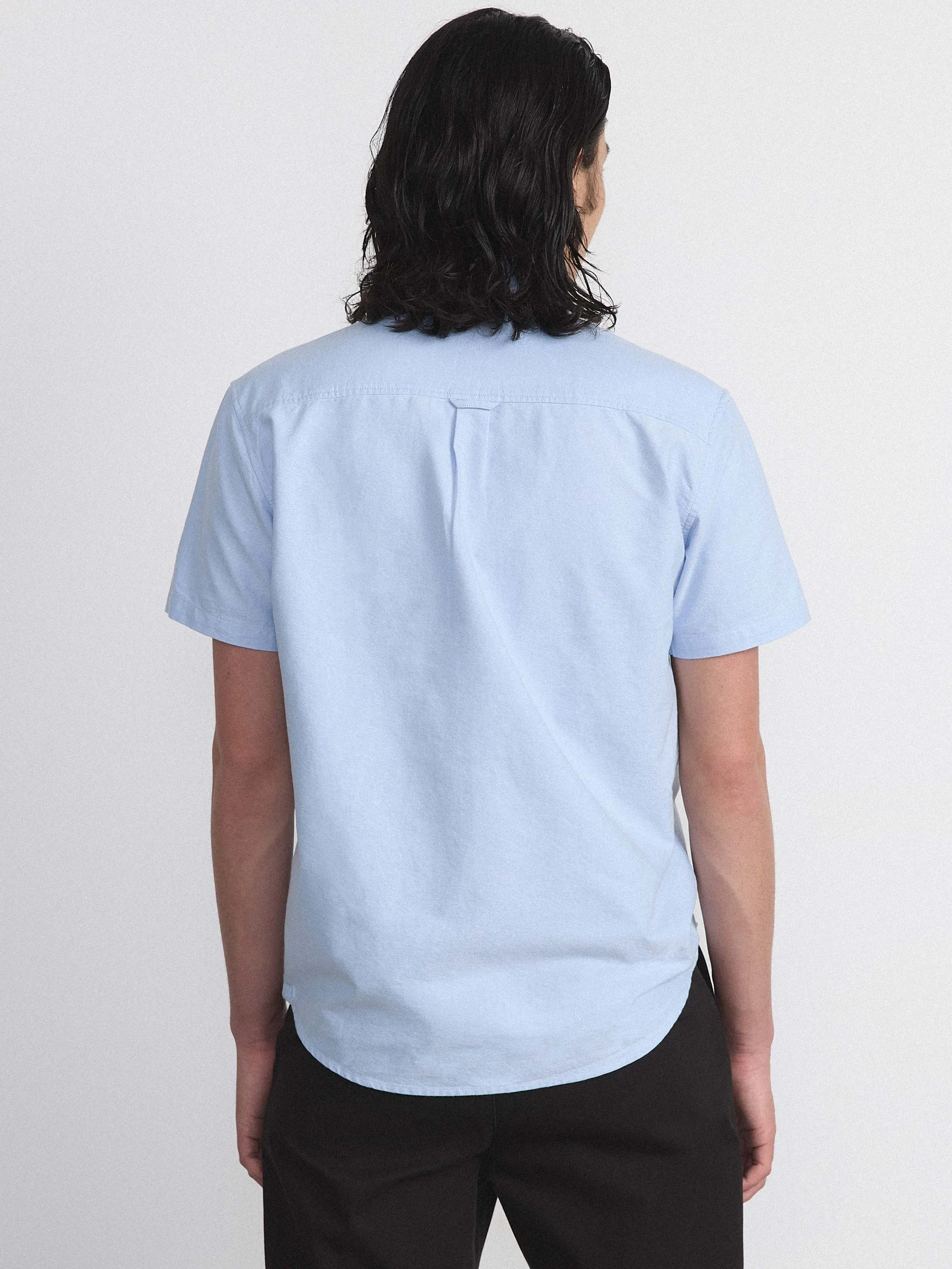The Jasper Short Sleeve Oxford Shirt in Light Blue