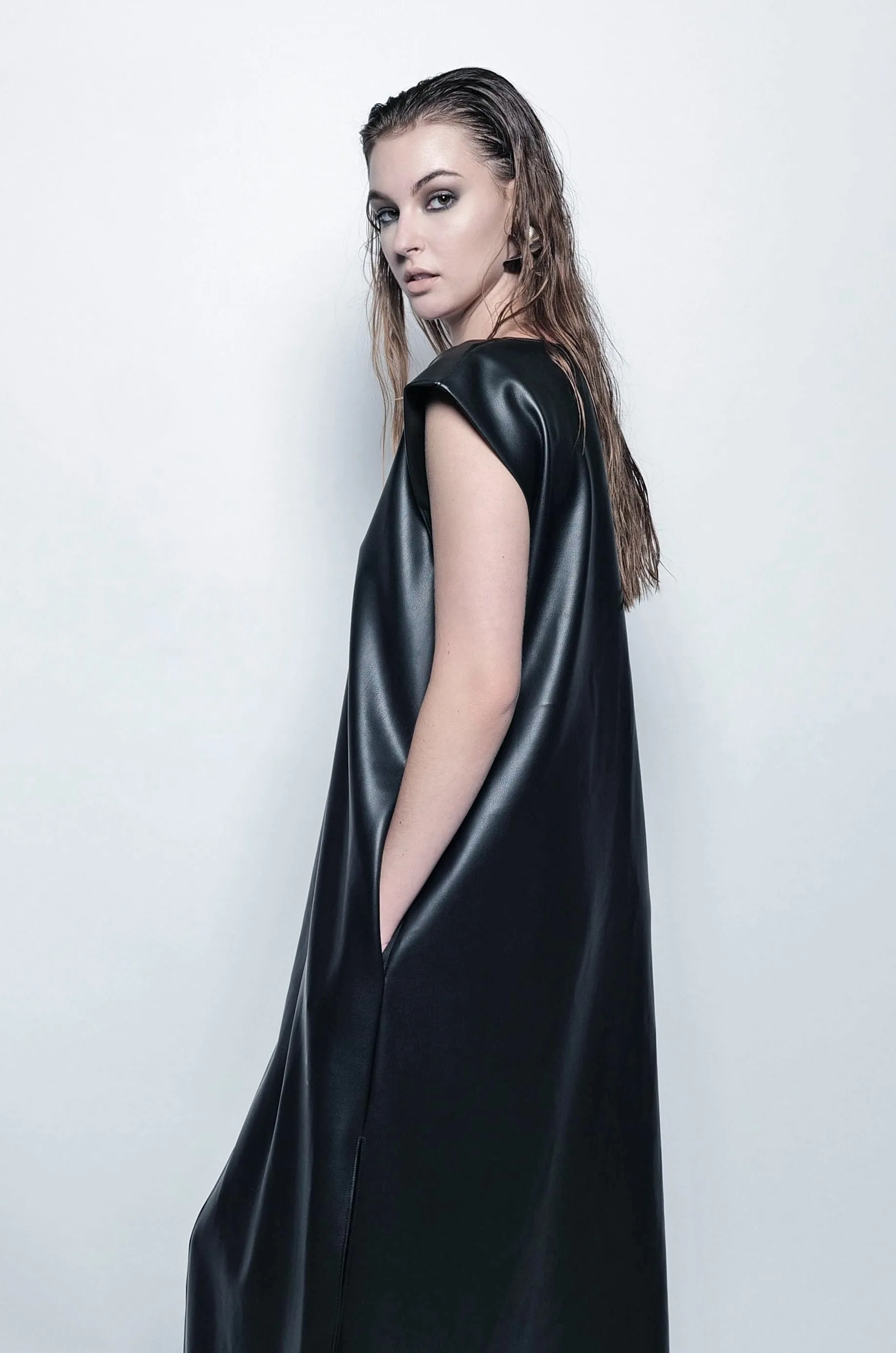 The Leather V Maxi Dress