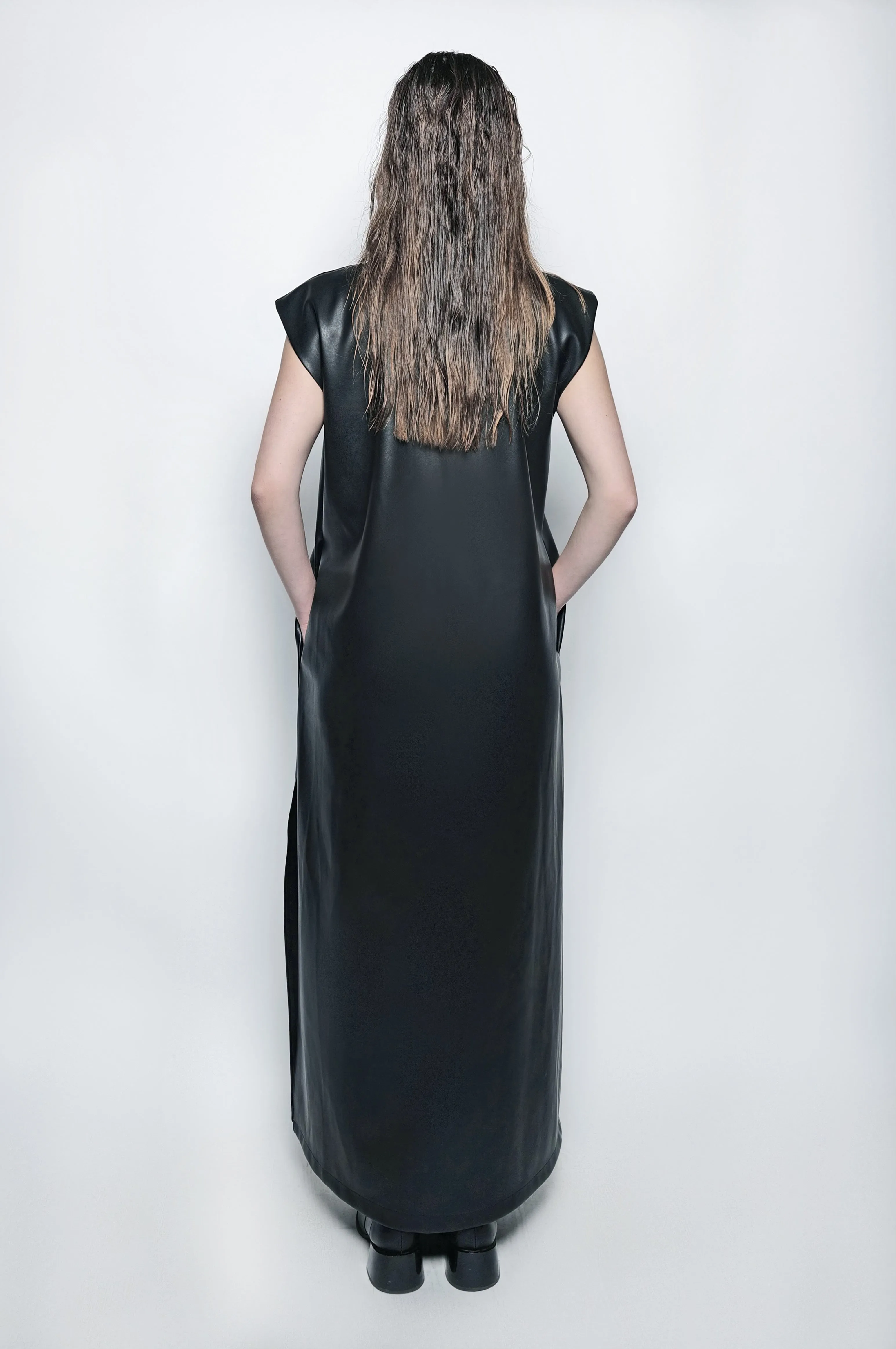 The Leather V Maxi Dress