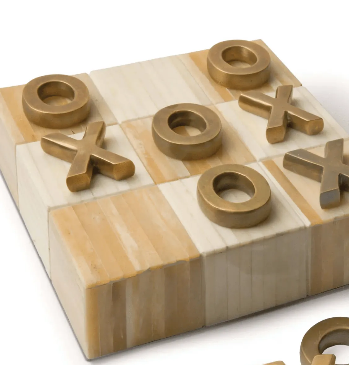 Tic Tac Toe Flat Board -Natural & Brass