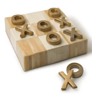 Tic Tac Toe Flat Board -Natural & Brass