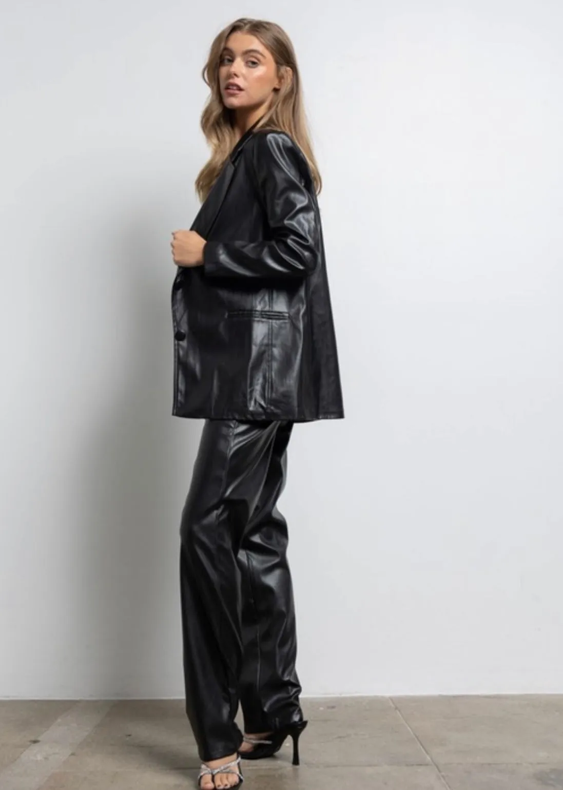 Timeless Vegan Leather Blazer Jacket