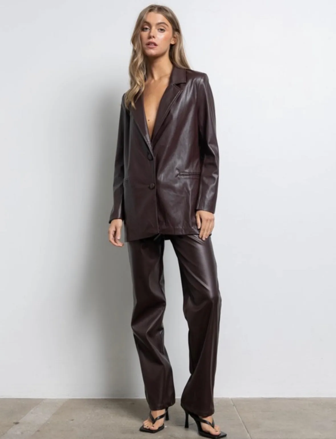 Timeless Vegan Leather Blazer Jacket
