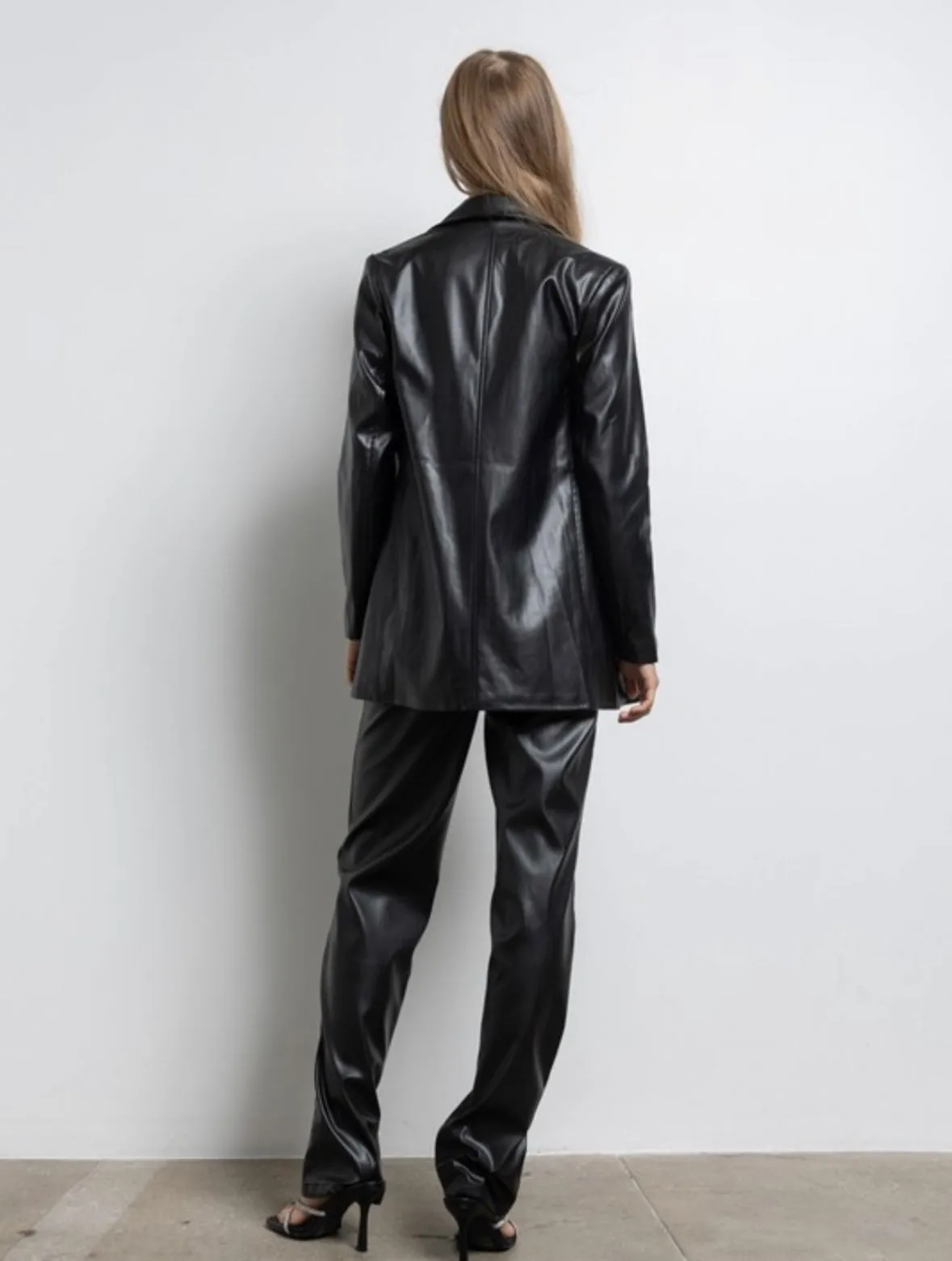 Timeless Vegan Leather Blazer Jacket