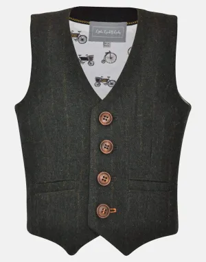 Tobias: Olive tweed waistcoat