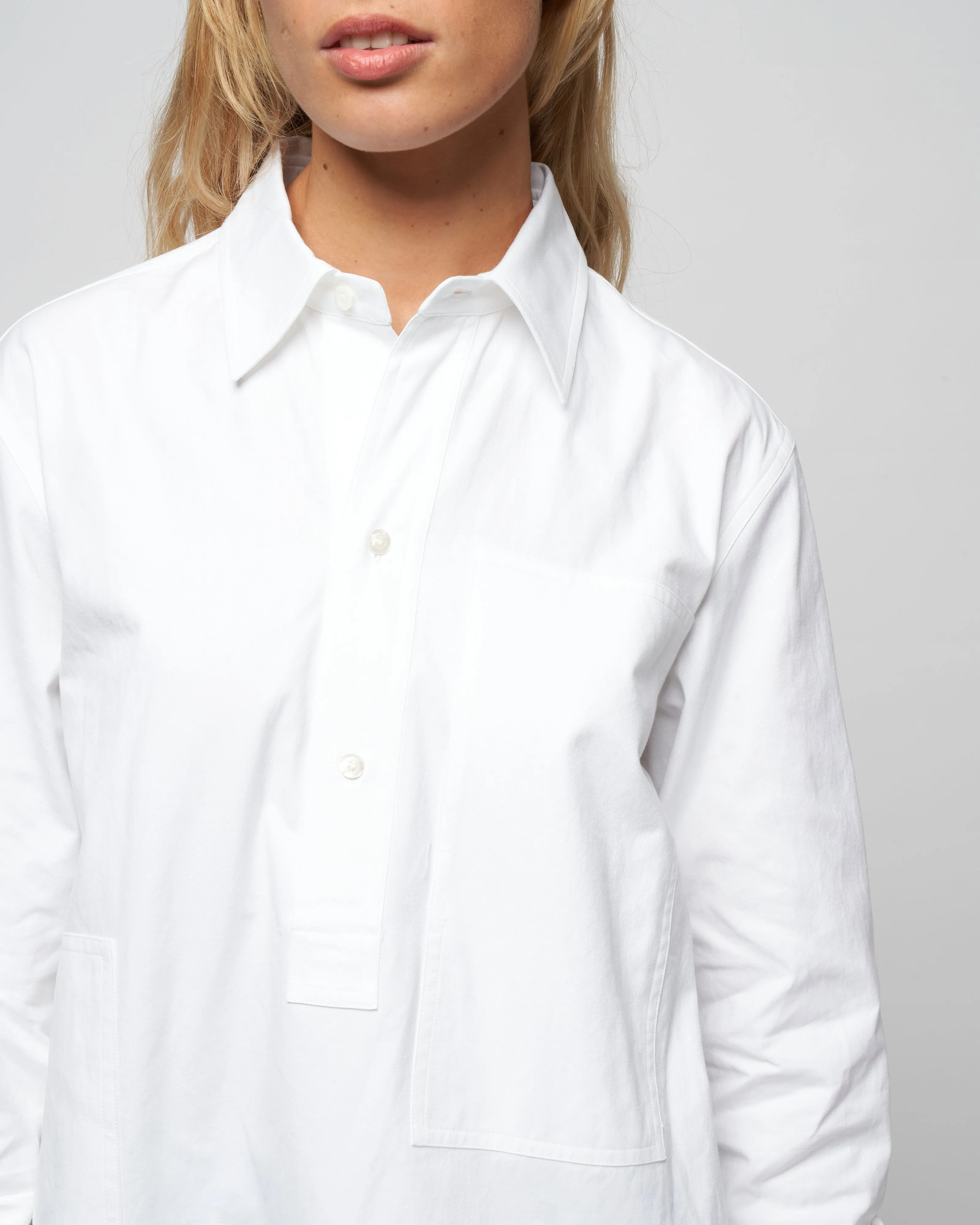 tumbled flannel shirt - woven white