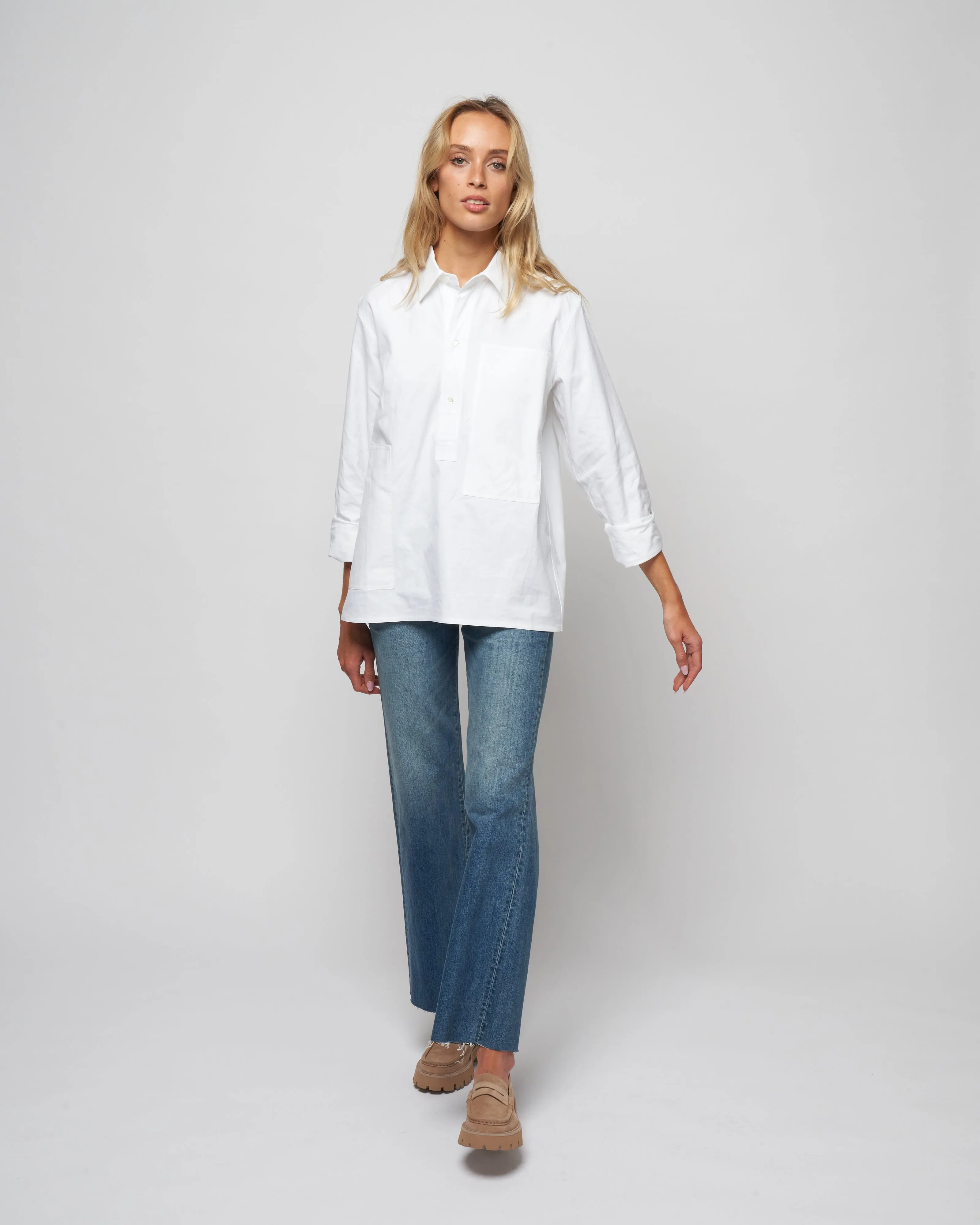 tumbled flannel shirt - woven white