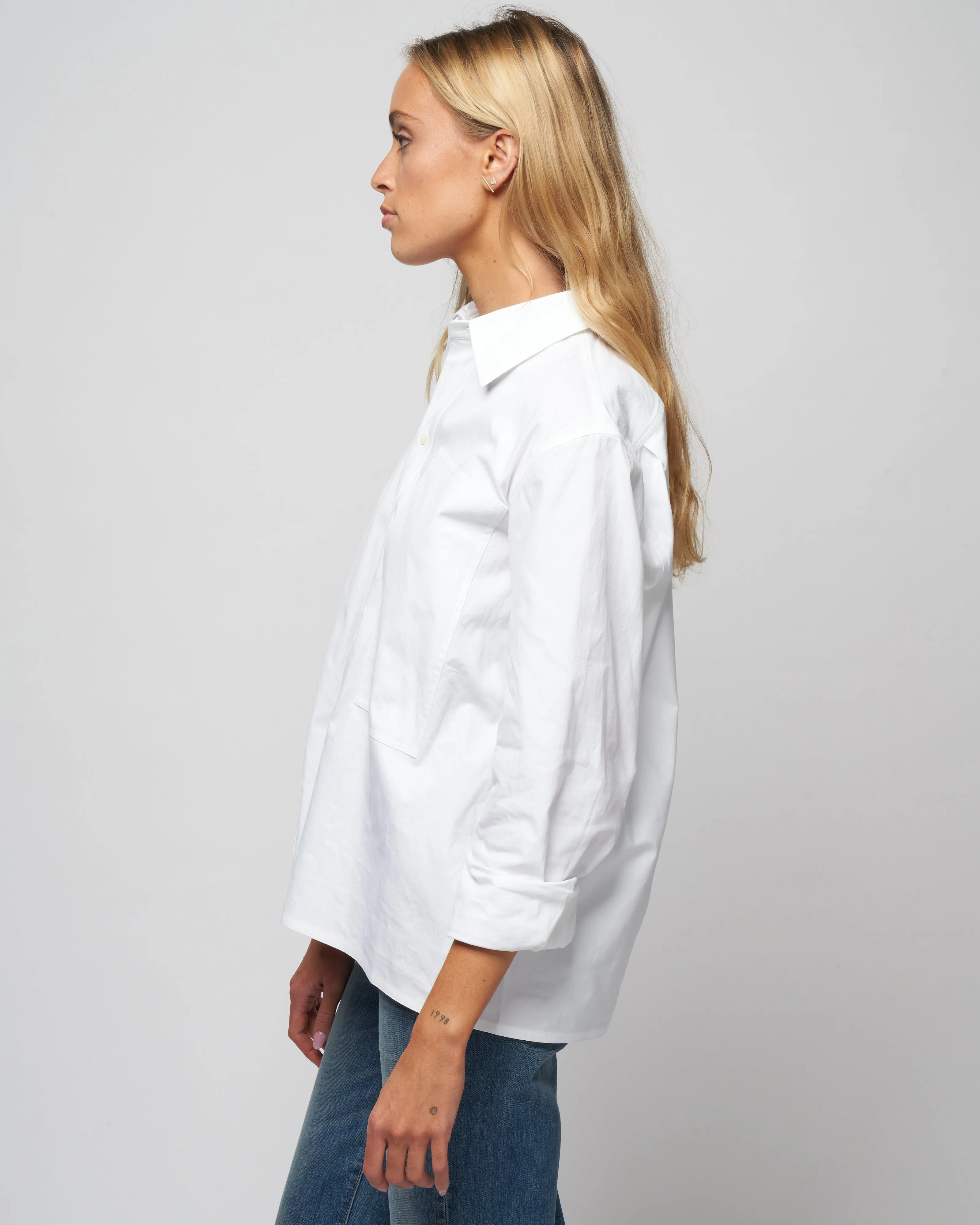 tumbled flannel shirt - woven white