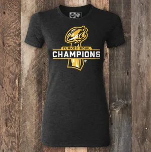 Turkey Bowl Champions Black Heather Ladies T-Shirt