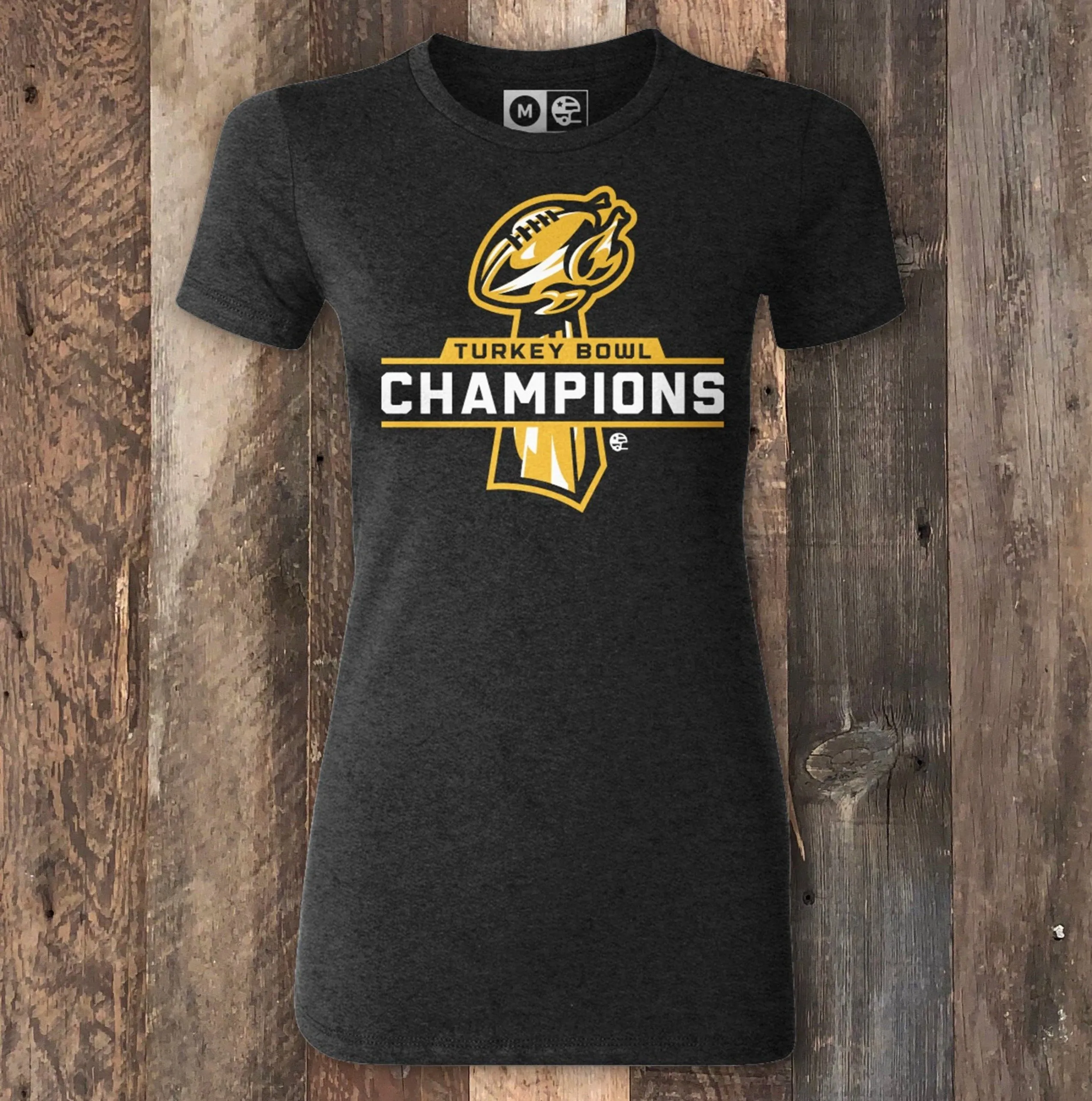Turkey Bowl Champions Black Heather Ladies T-Shirt