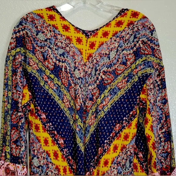 Umgee Maxi Length Multicolor Floral Print Flared Sleeve Kimono