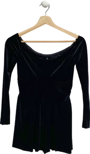 Urban Outfitters Black Velvet Long Sleeve Playsuit XS