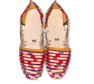 US 7/7.5-Handmade Colorful Leather Huarachas- Huarachas de Multicolores Elaboradas a mano