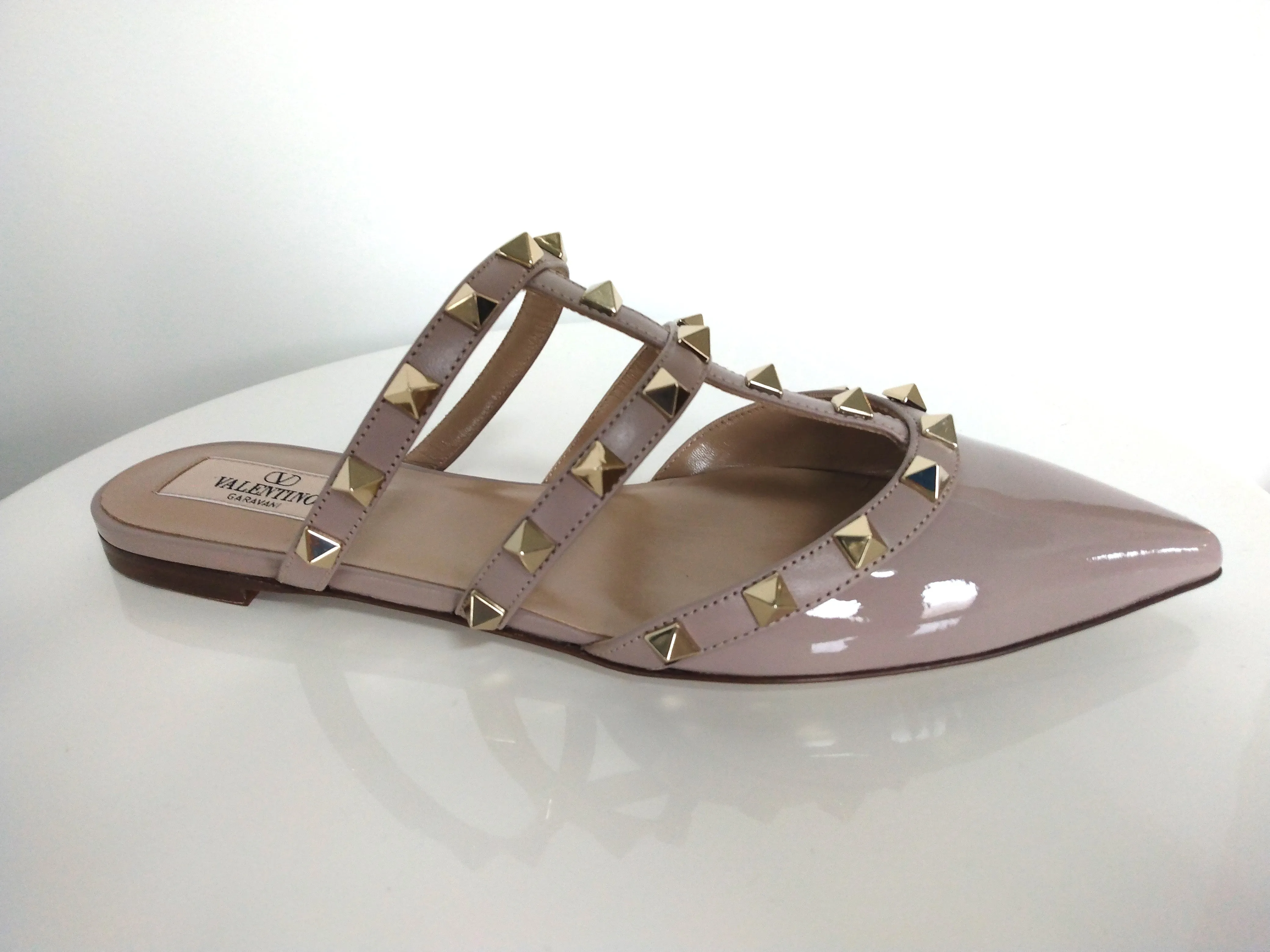 Valentino Powder Patent Rockstud Mule Flat