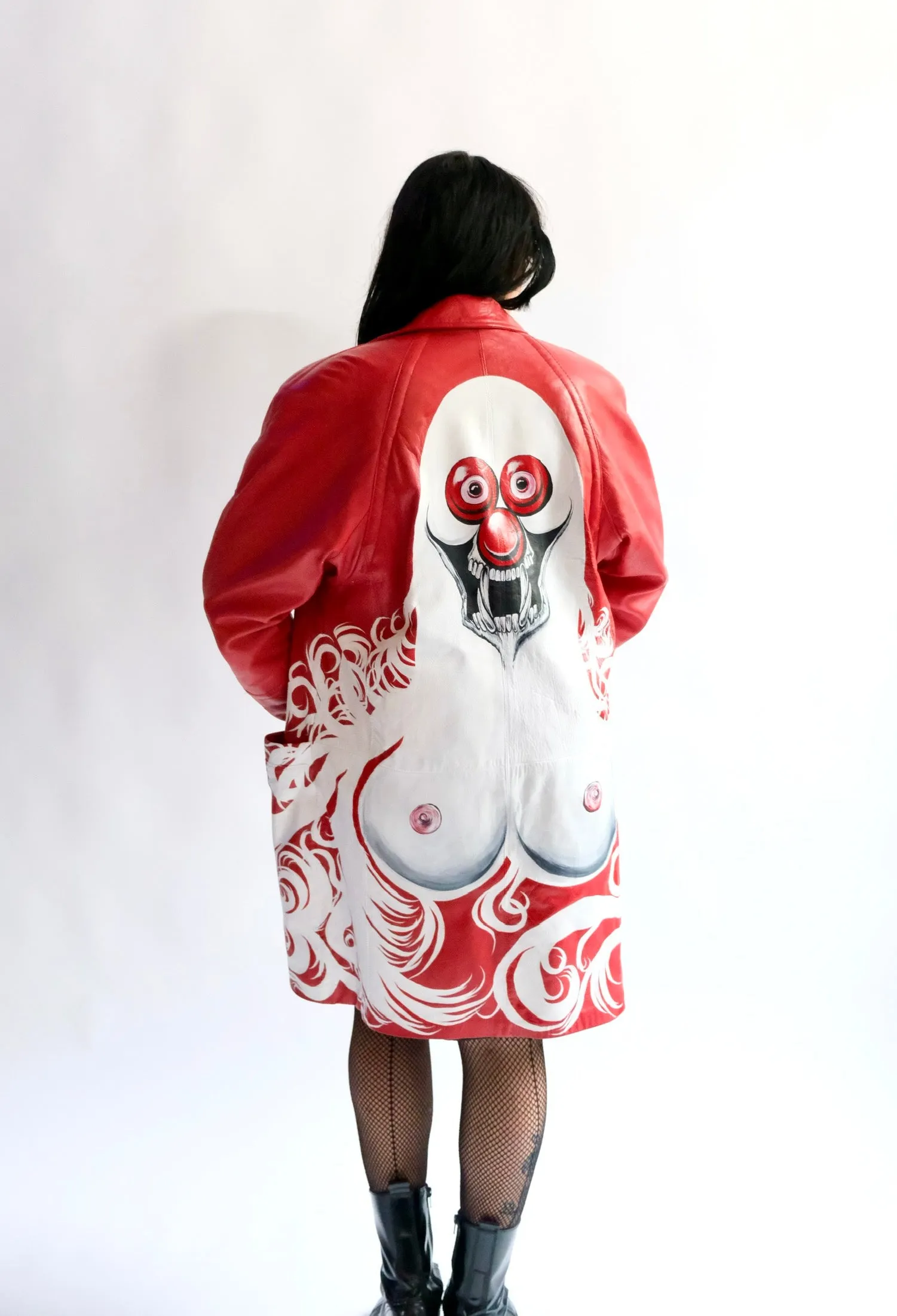 Vampire Clown Red Leather Jacket