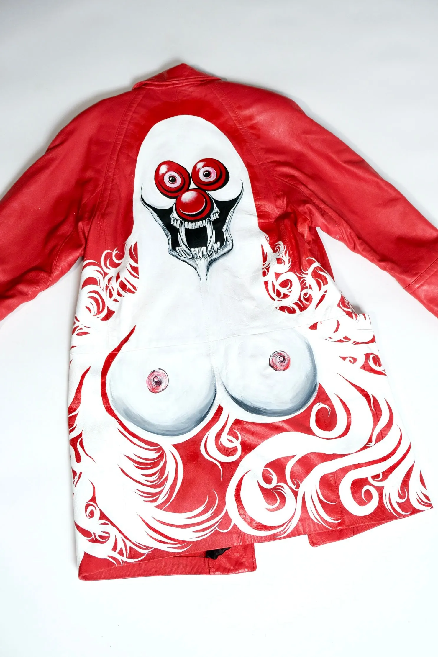 Vampire Clown Red Leather Jacket