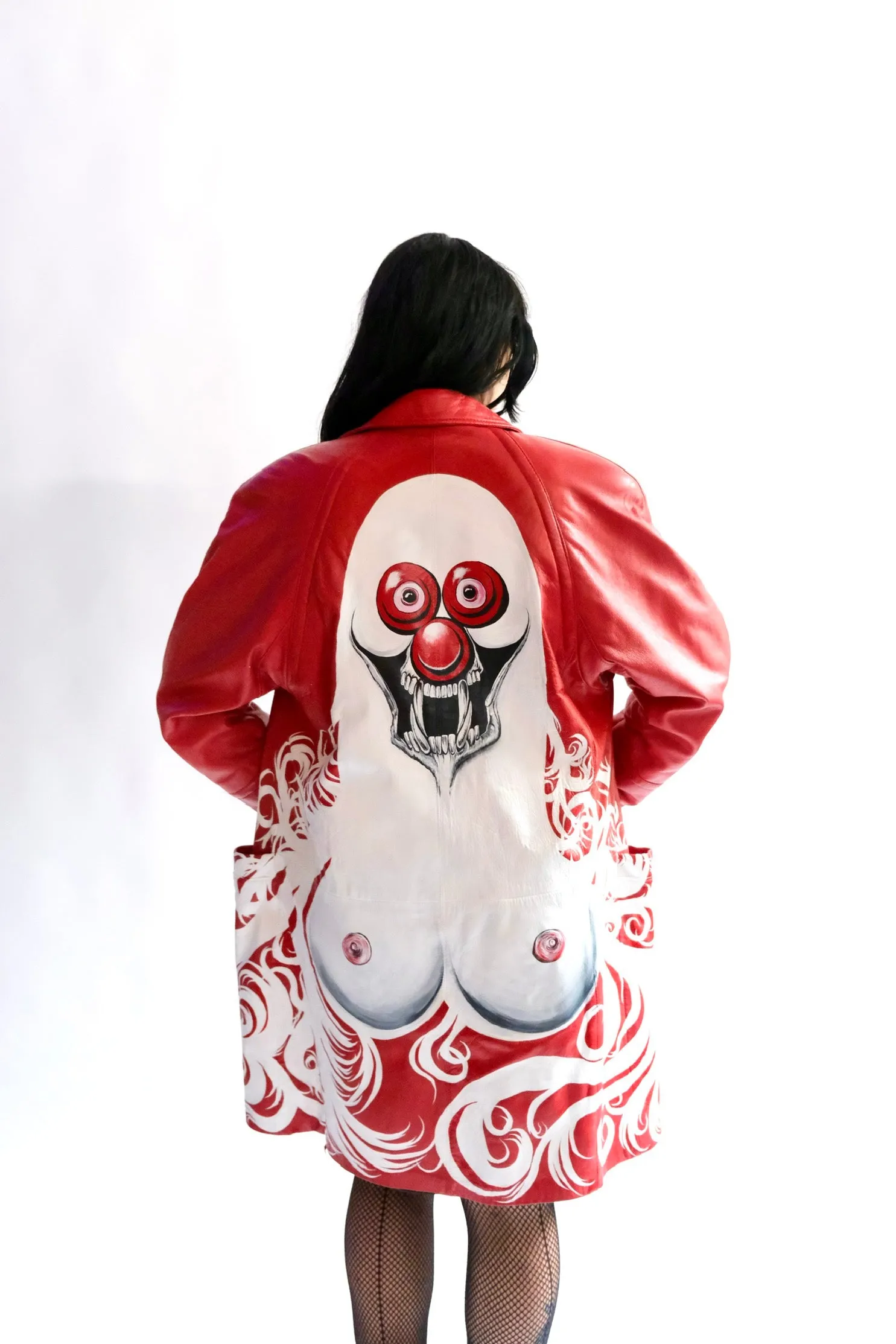 Vampire Clown Red Leather Jacket