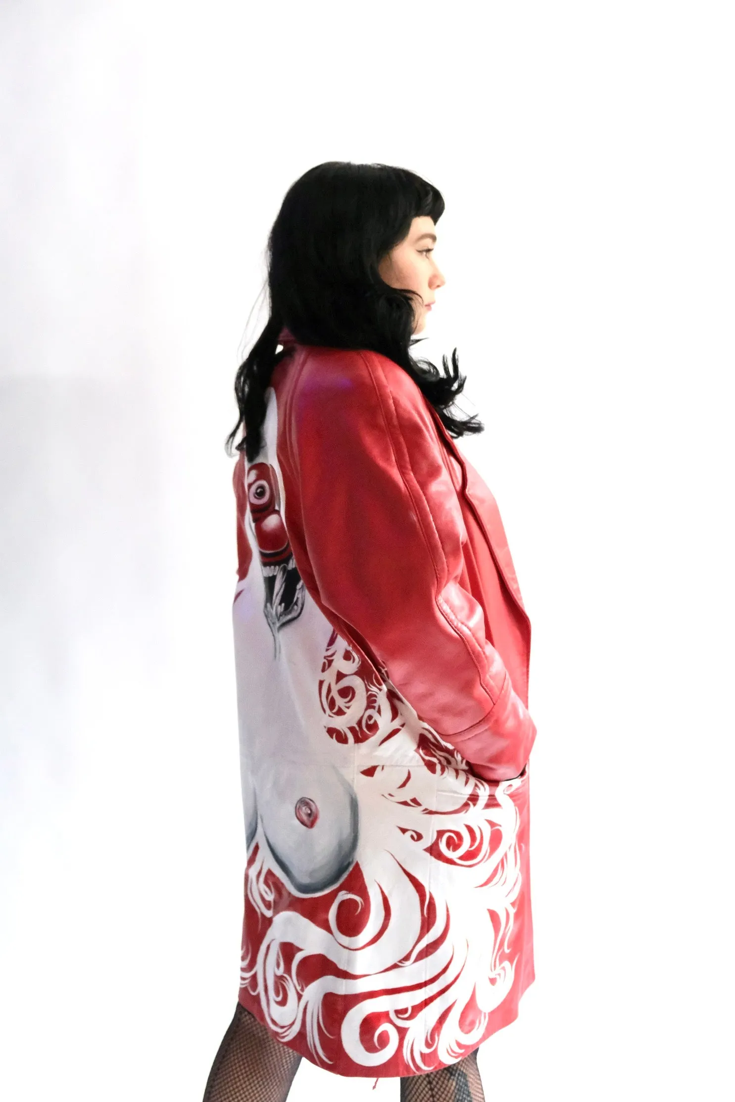 Vampire Clown Red Leather Jacket