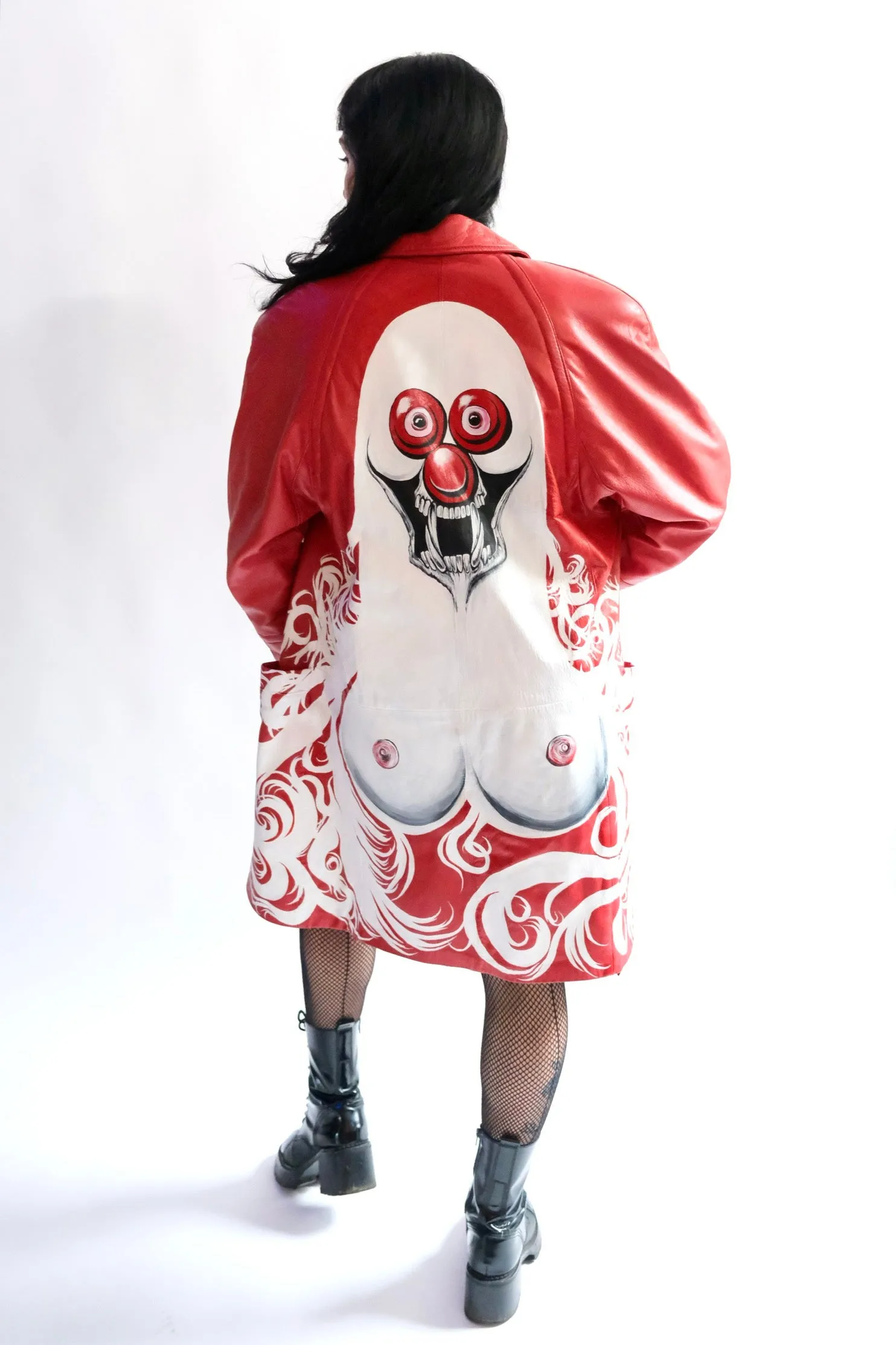 Vampire Clown Red Leather Jacket