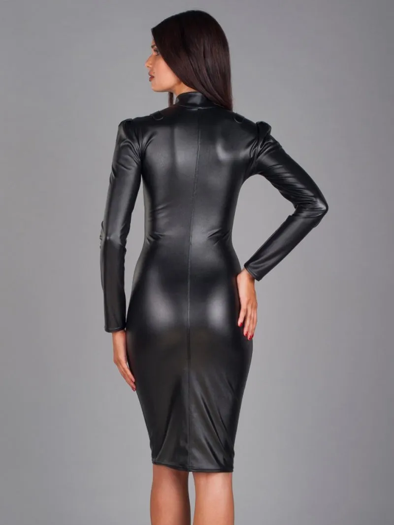 Vegan Leather Dress with Buckles