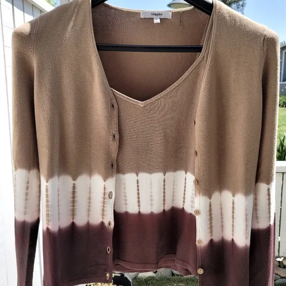 Vertigo Paris | 2pc Sweater Set | Women's S like new Business Casual Tan Brown