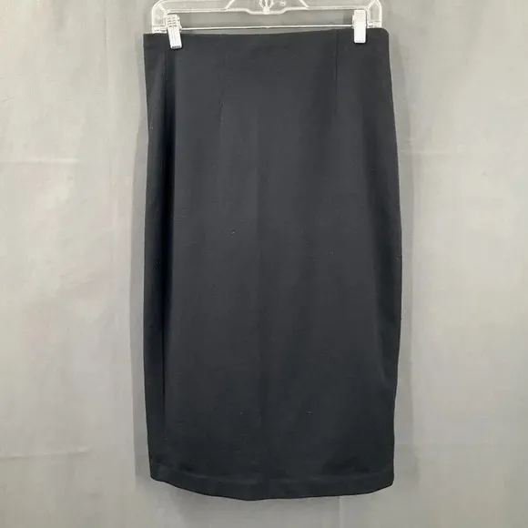Vince Pencil Skirt Women 12 Black Zipper Stretch Wool Blend Business Career