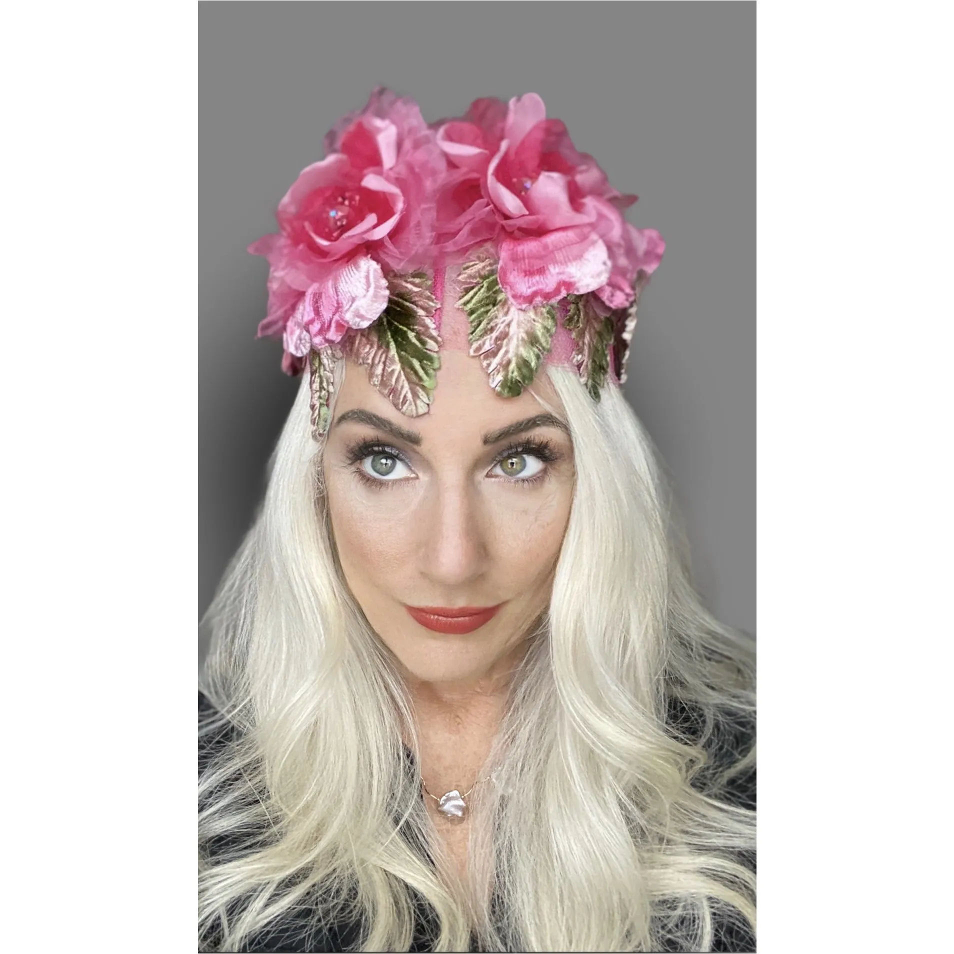 Vintage 1950s Garden Party Pillbox  Hat Valerie Modes Pink Flowers One Size Tea Party
