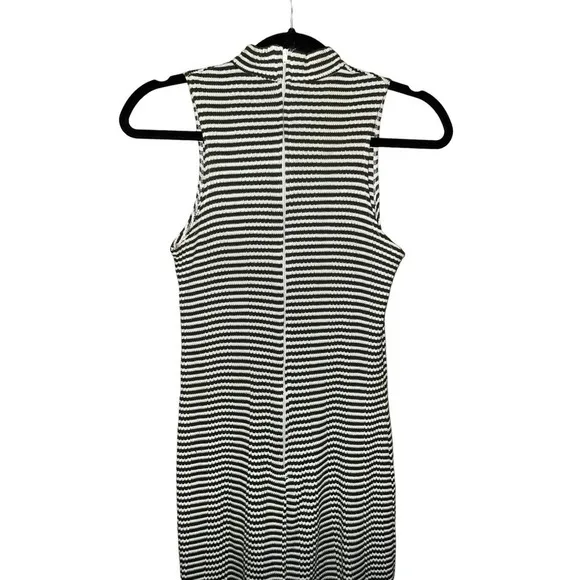 Vintage 90s Chauncey St. Green and Cream Ribbed Mockneck Dress Size M
