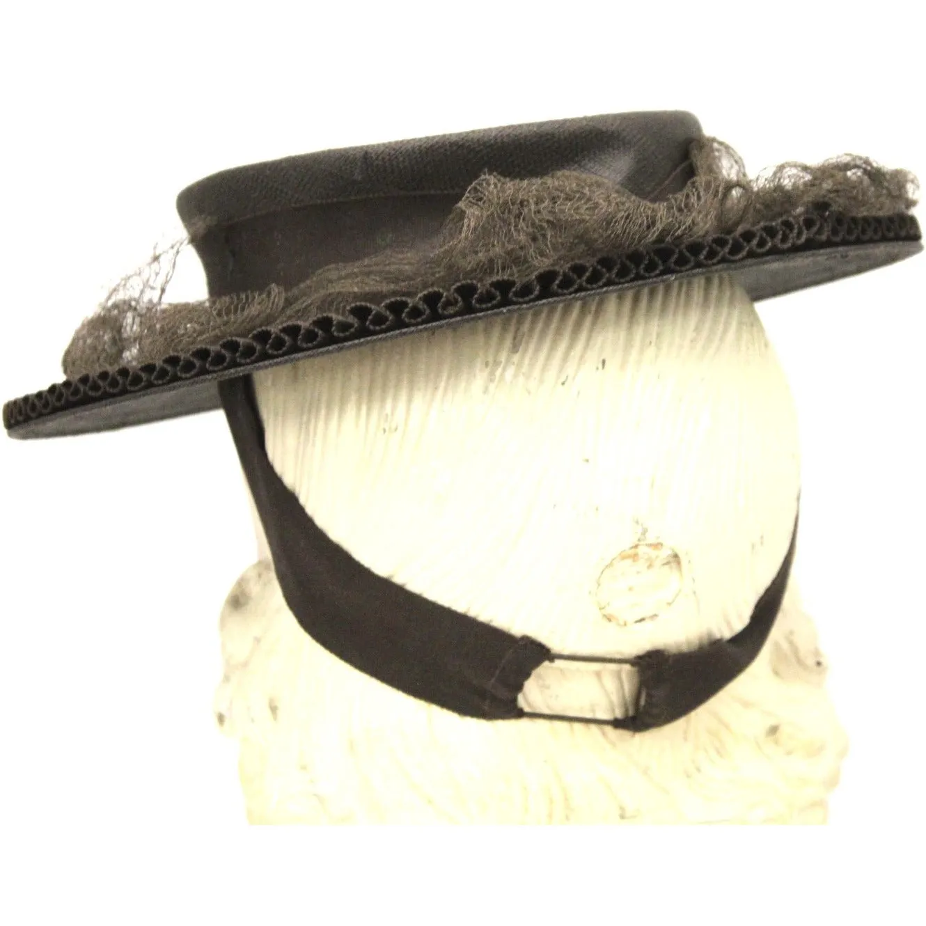 Vintage Brown Brimmed Sailor Fascinator Hat Fine Straw 1940s Gimbles Guernsey Pie