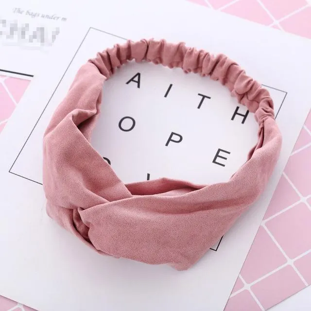 Vintage Cross Knot Suede Headband