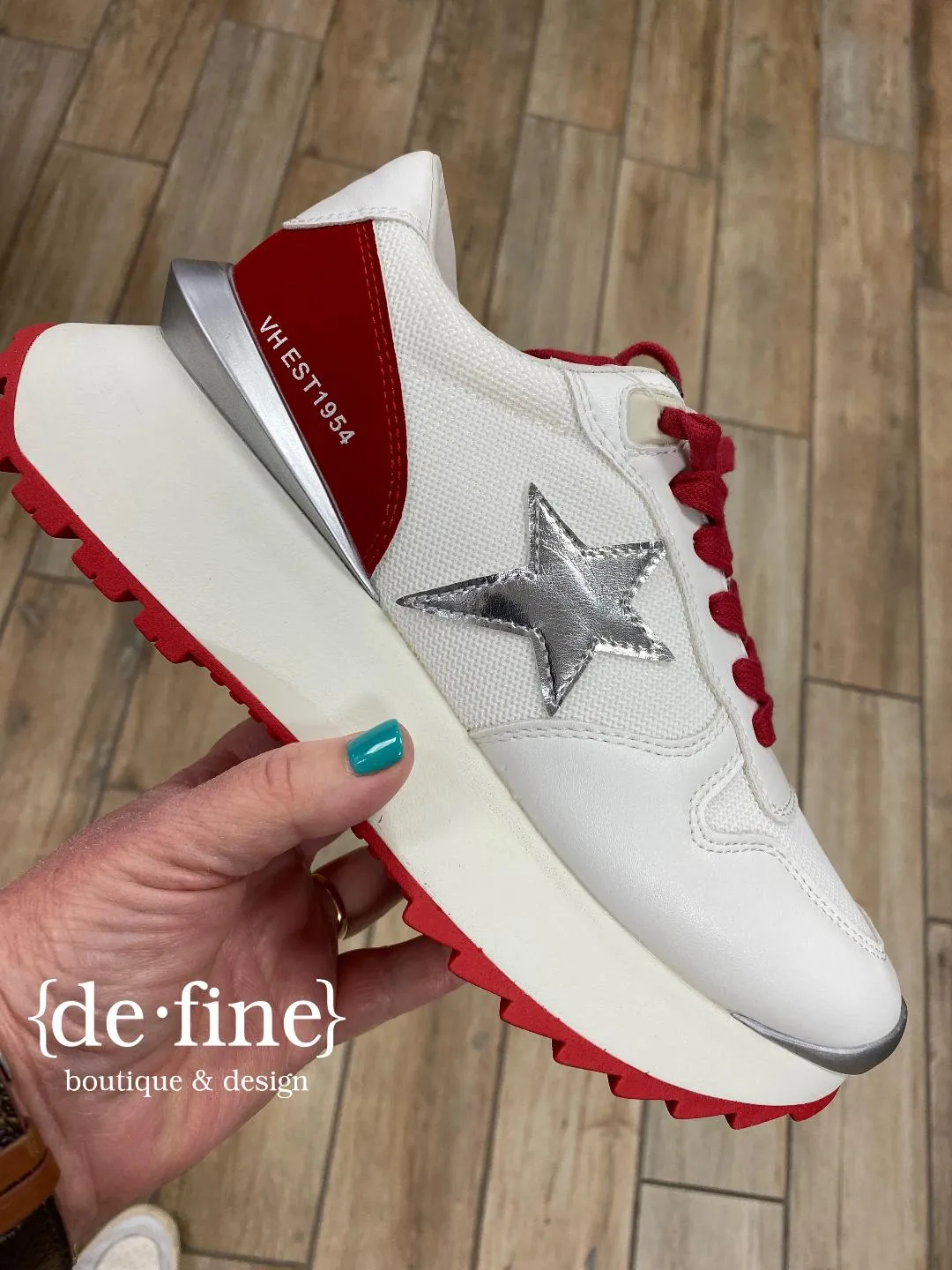 Vintage Havana Major Platform Sneakers in Red, White and Silver