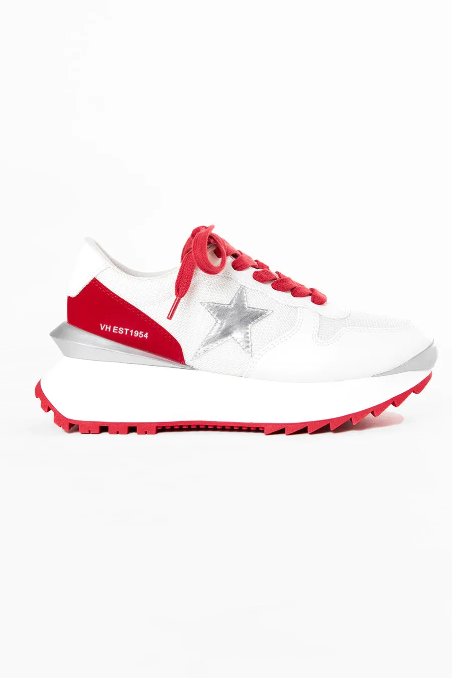 Vintage Havana Major Platform Sneakers in Red, White and Silver