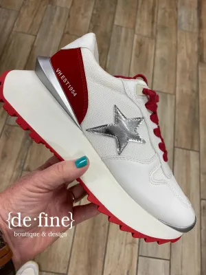 Vintage Havana Major Platform Sneakers in Red, White and Silver