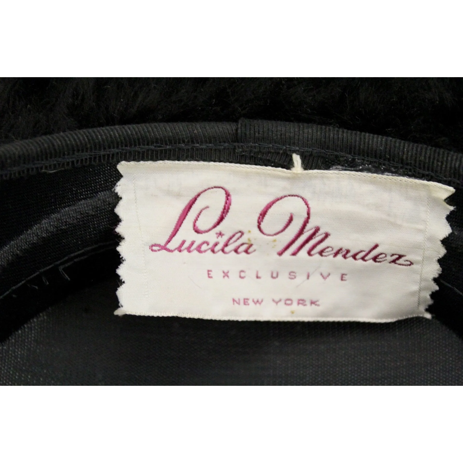 Vintage Lucila Mendez Exclusive Black Feather Saucer Hat 1950s Stunning Marvelous Maisel Church