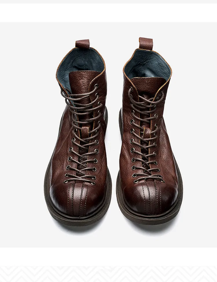 Vintage Motorcycle Leather Boots Men