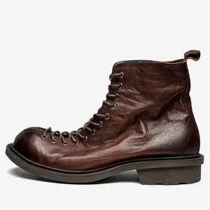 Vintage Motorcycle Leather Boots Men
