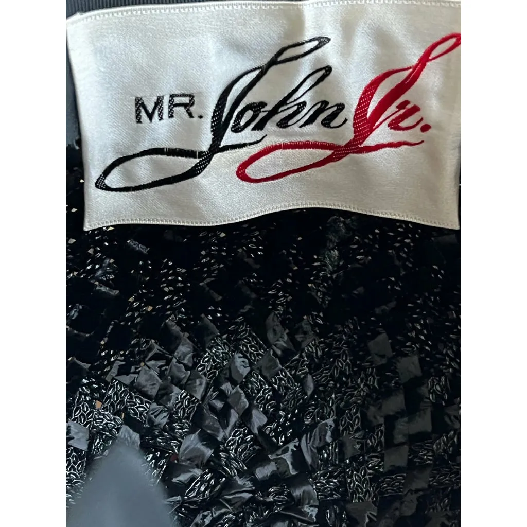 Vintage Mr. John Jr Wide Brimmed Tall Hat Black/ White Straw Church Derby