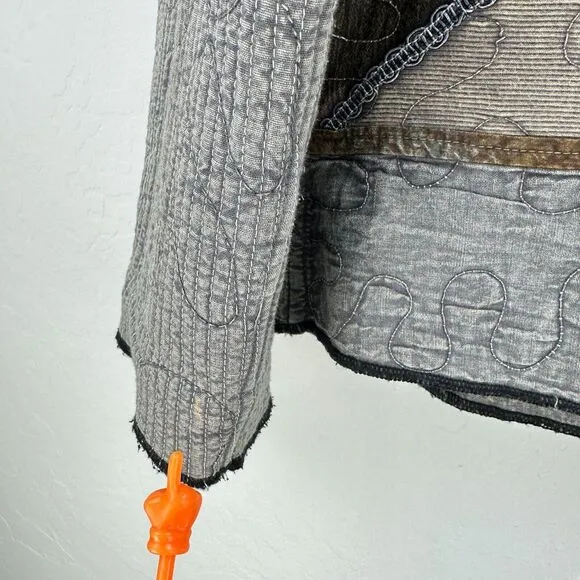 Vintage Parsley &amp; Sage Jacket Womens M Gray Green‎ Cotton Floral Patchwork Boho