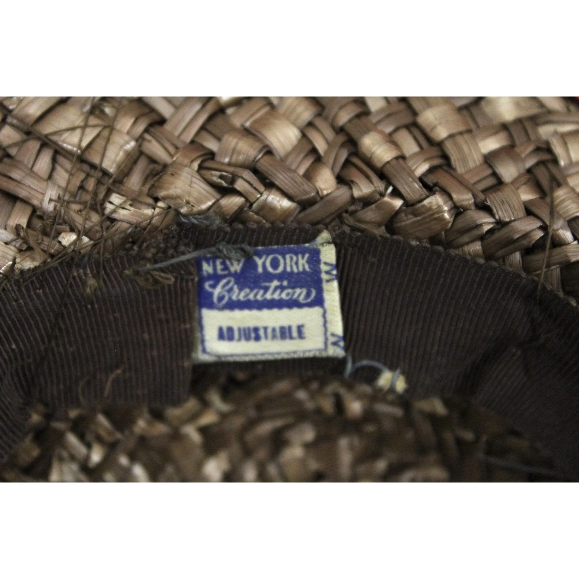 Vintage Wide Brimmed Straw Hat 1940s Brown New York Creation WW2 Guernsey Pie