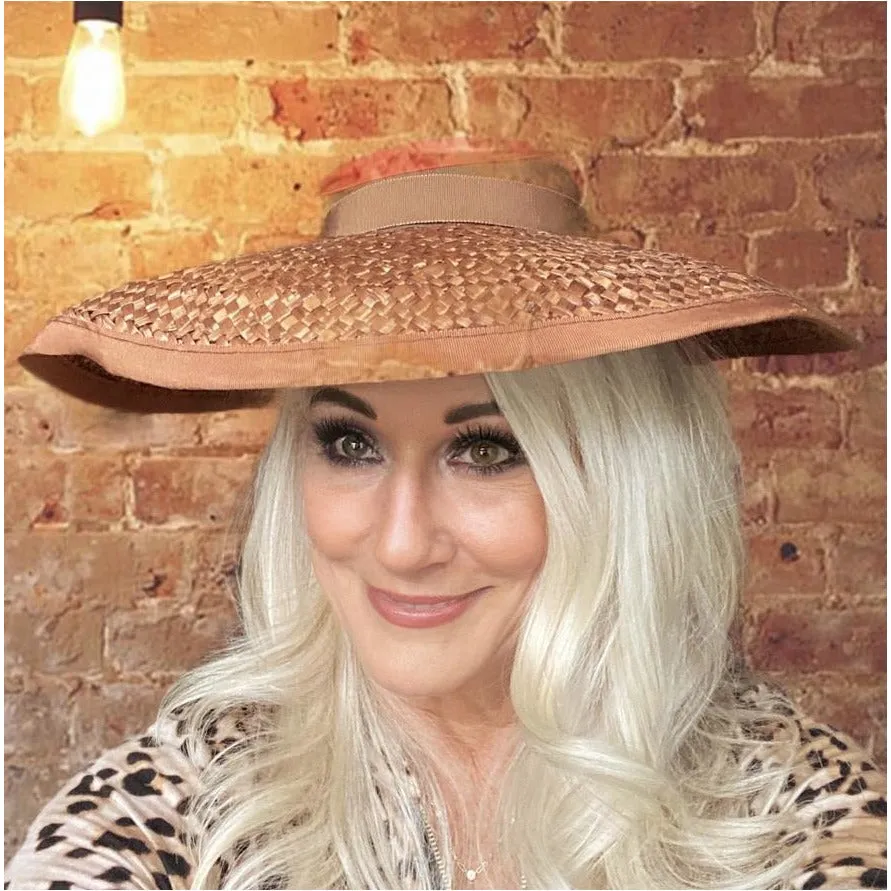 Vintage Wide Brimmed Straw Hat 1940s Brown New York Creation WW2 Guernsey Pie