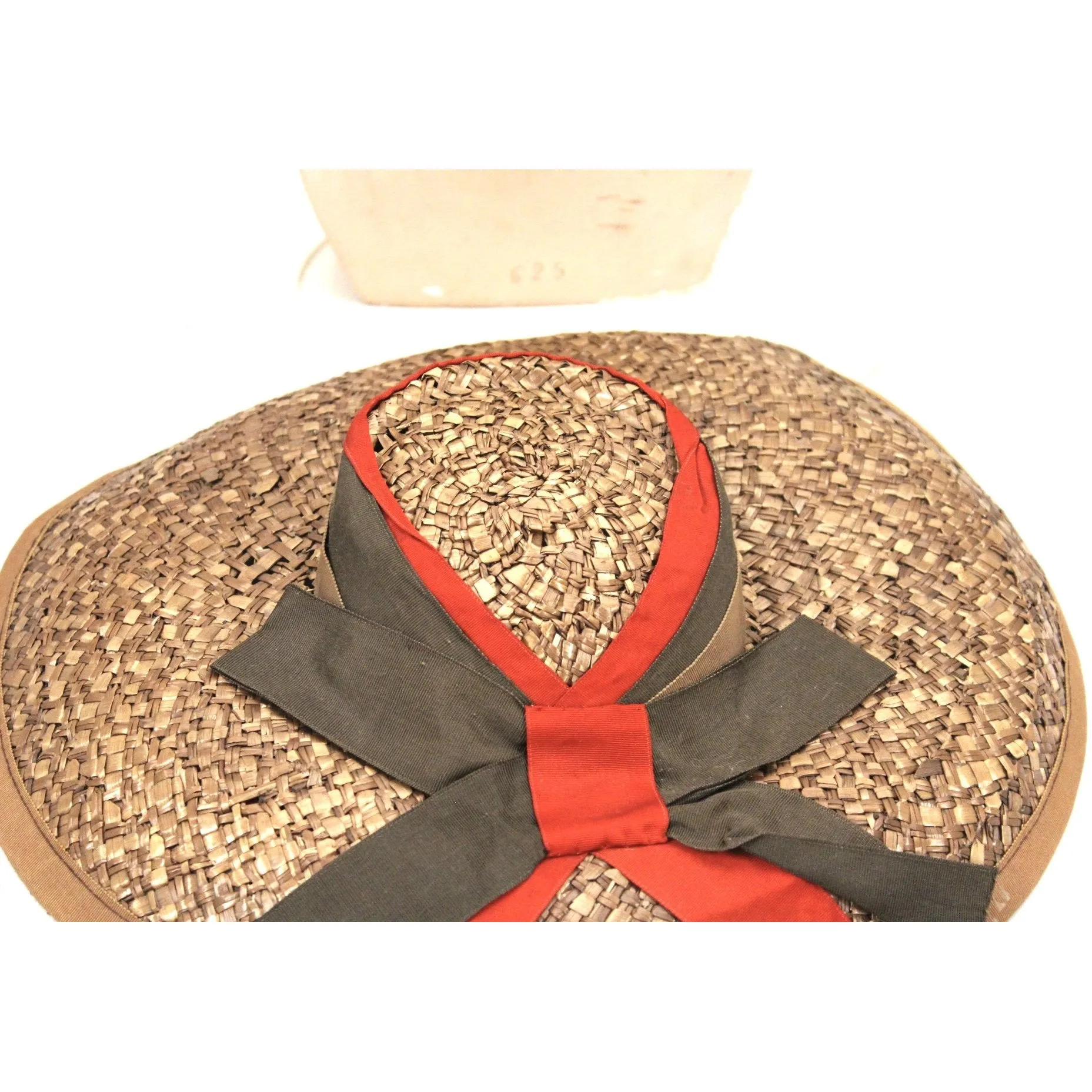 Vintage Wide Brimmed Straw Hat 1940s Brown New York Creation WW2 Guernsey Pie