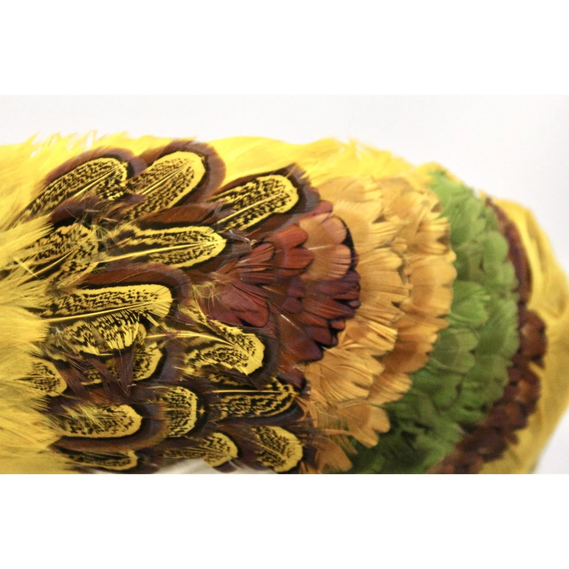 Vintage Womens Feather Pheasant Hat Stunning Gold Breton 21" 1950s Marvelous Maisel
