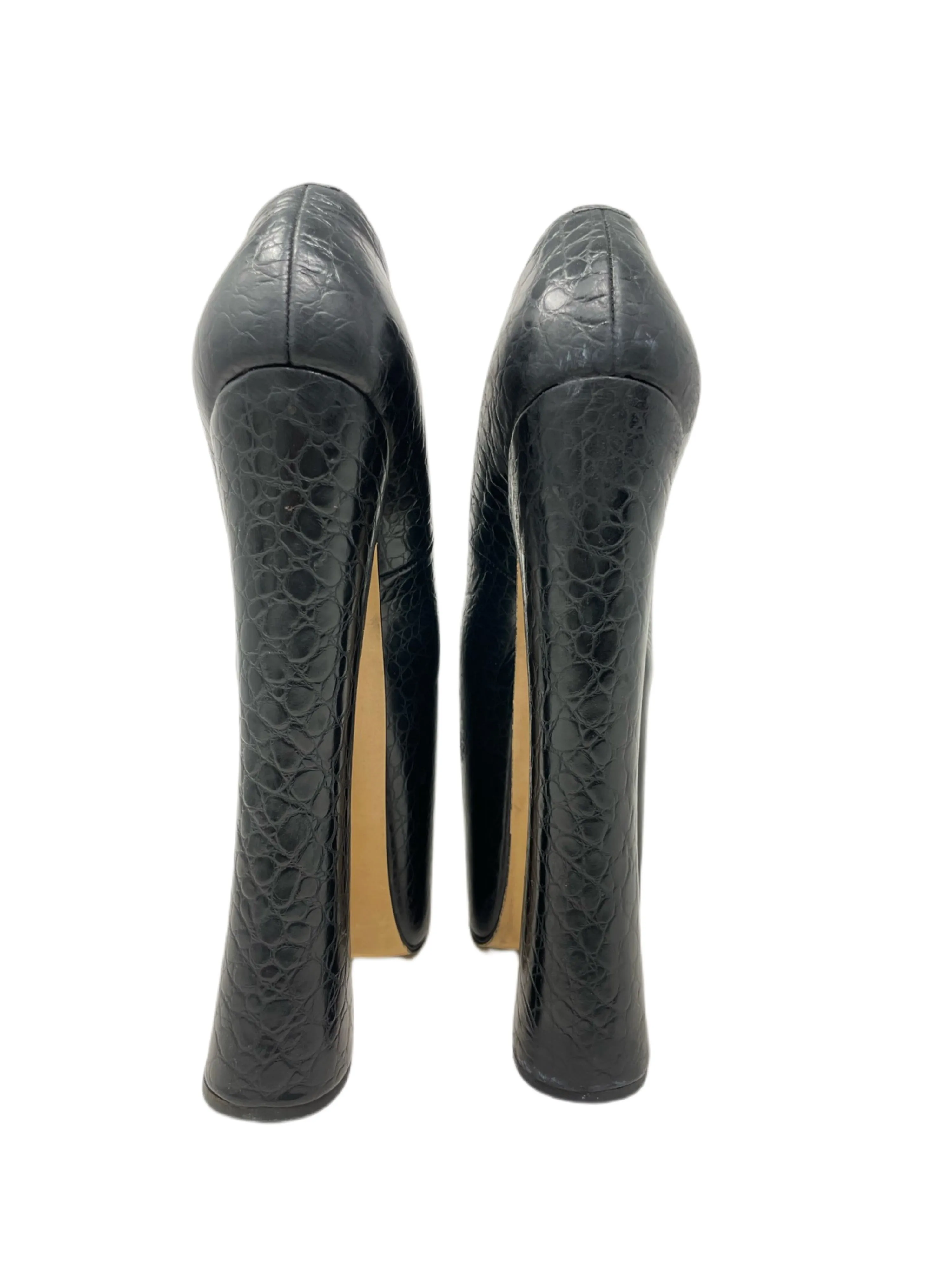 Vivienne Westwood Moc-Croc Black Leather Super Elevated Court Pumps, AW93/94, UK 5/6 ; EU 38/39