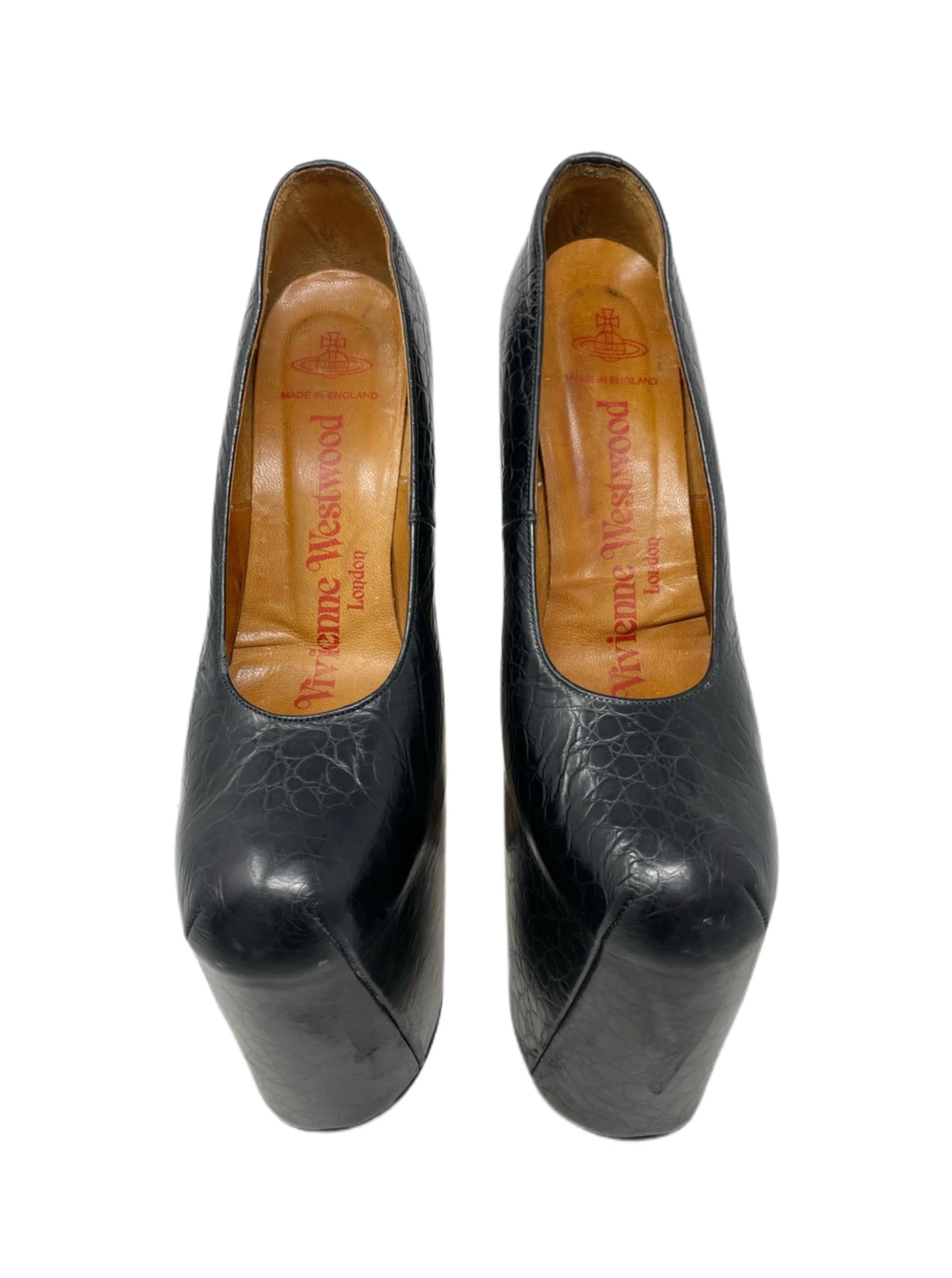Vivienne Westwood Moc-Croc Black Leather Super Elevated Court Pumps, AW93/94, UK 5/6 ; EU 38/39