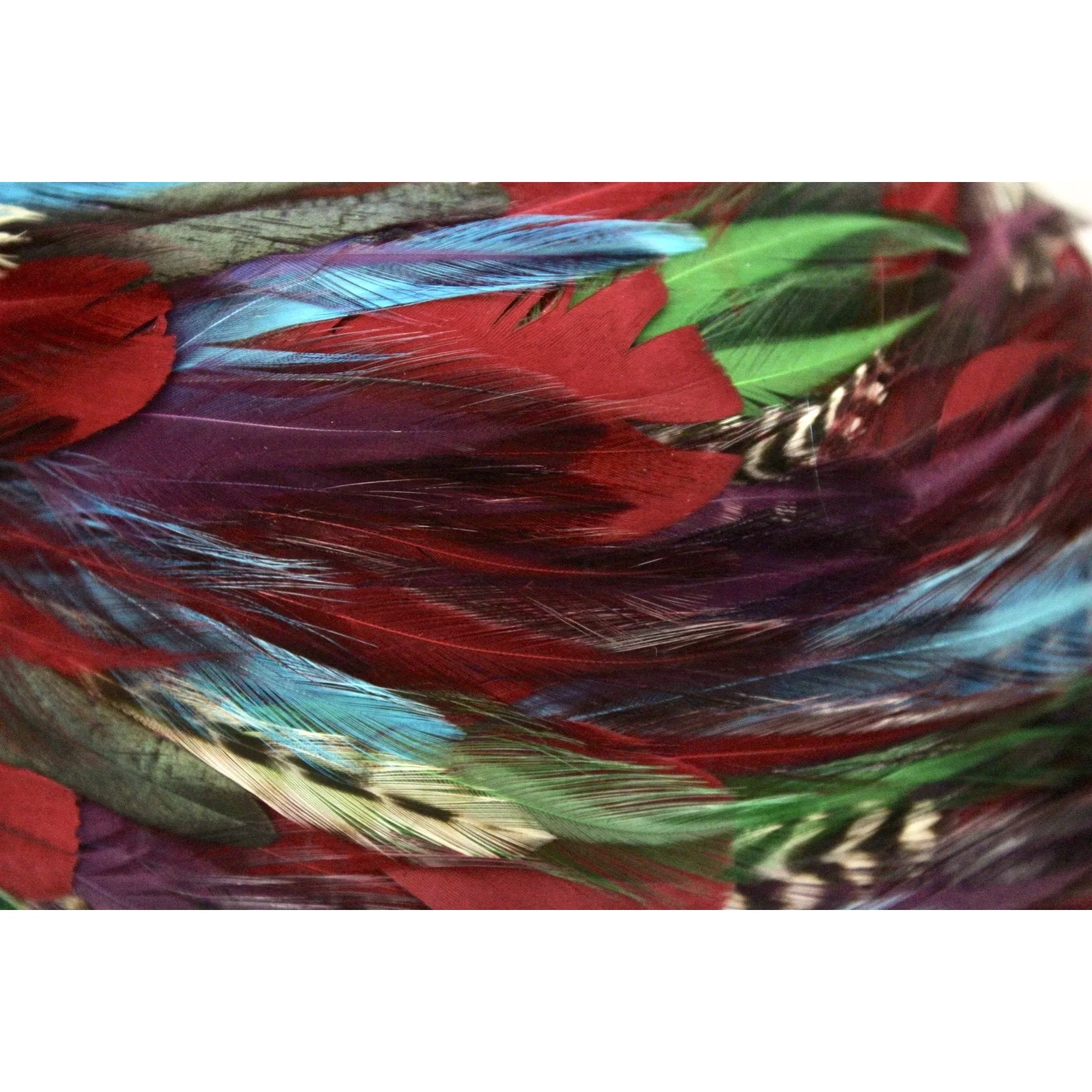 VTG 1950s Pheasant Feather Cloche Red Turquoise Green Church Stunning Large