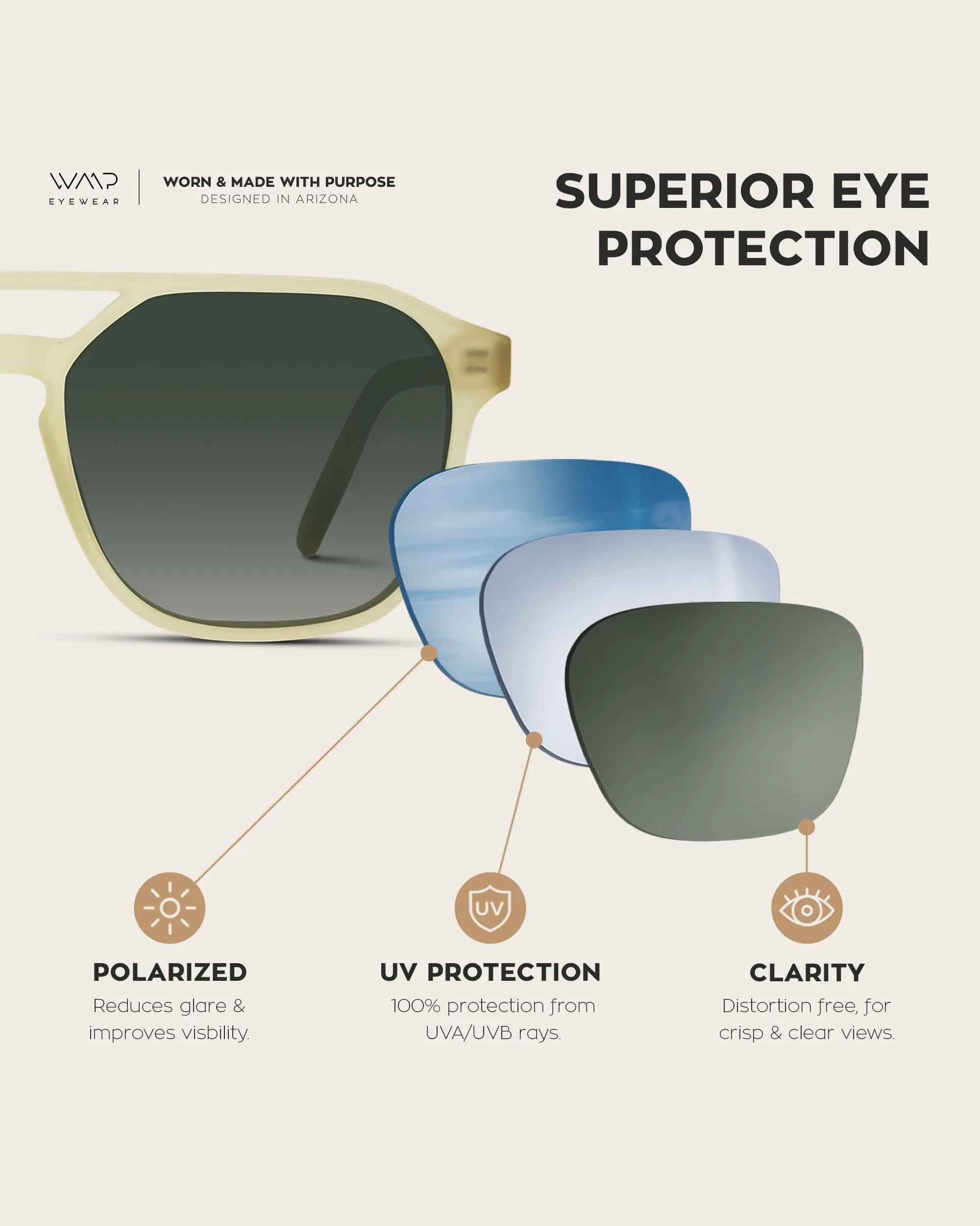 WearMe Pro Polarized Double-Bridge Large Rectangular Men's Sunglasses (Rustic Tortoise/Smoke Green Lens)