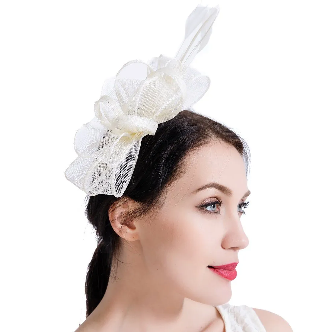 Wedding Fascinator Women Feather Hair Band Church Tea Party